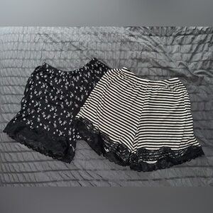 Aerie Ribbed Flowy Lace Trim Lounge Shorts